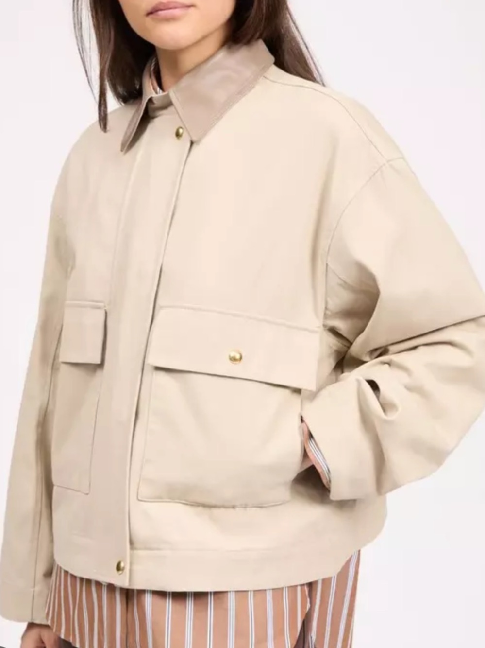 rag & bone Sandstone Nessa Jacket with Faux Leather Collar NWT - Picture 3 of 8